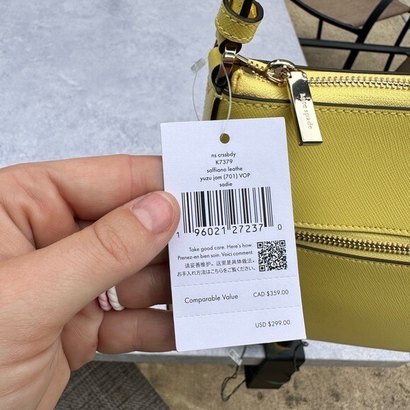 Kate Spade Crossbody Bag Yellow Leather Zip Top Shoulder Bag - Picture 8 of 12